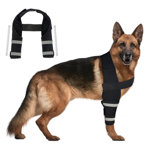 Lispoo Dog Front Leg Braces with Supporting Sleeve Reflective Canine Paw Compression Wraps