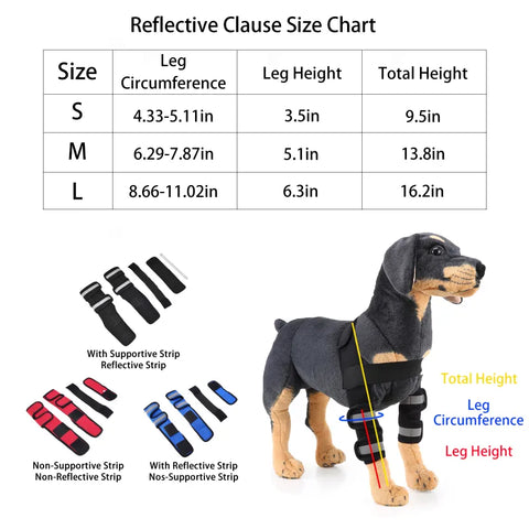 Lispoo Dog Front Leg Braces with Supporting Sleeve Reflective Canine Paw Compression Wraps